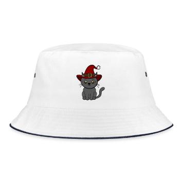 Katze Weihnachten  - Bucket Hat - Weiß/Navy - Vorne