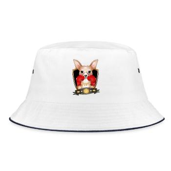 Boxender Chihuahua – Lustiges Boxer Motiv - Bucket Hat - Weiß/Navy - Vorne