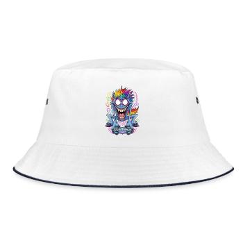 Crazy Gaming Unicorn with Controller Gamer - Bucket Hat - white/navy - Front