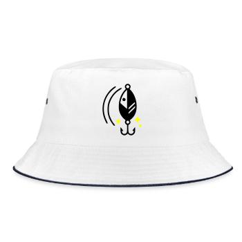 angelkoeder-blinker-haken-icon - Bucket Hat - Weiß/Navy - Vorne