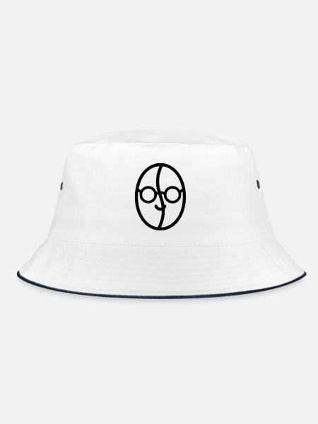 Coffee love: Coffee bean with glasses - Bucket Hat - white/navy - Front