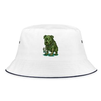 Zombie Bulldog with Anchor Chain Horror - Bucket Hat - white/navy - Front