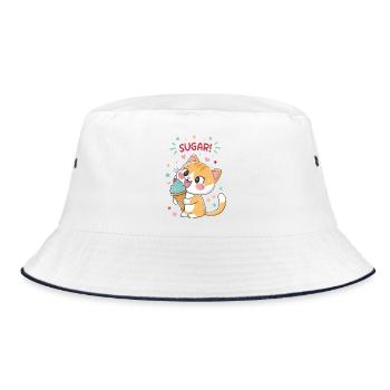 Chat gourmand cornet glace festif - Bucket Hat - white/navy - Front