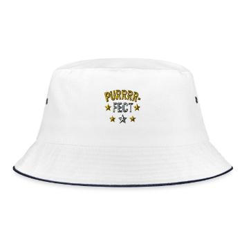 Purrrrfect Metallic Stars - Bucket Hat - white/navy - Front