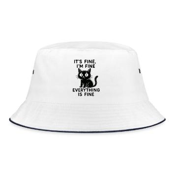 It's Fine Funny Cat I'm Ok - Bucket Hat - white/navy - Front