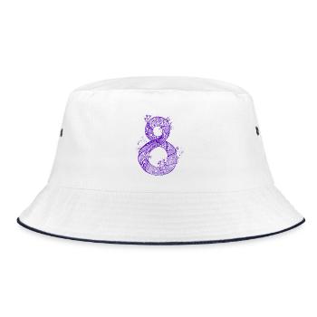 08_Zahl_Zen_lila - Bucket Hat - white/navy - Front