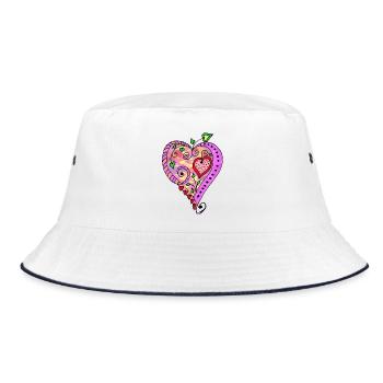 Heart - Bucket Hat - white/navy - Front