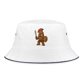 Sparta Bär Gladiator - Bucket Hat - Weiß/Navy - Vorne