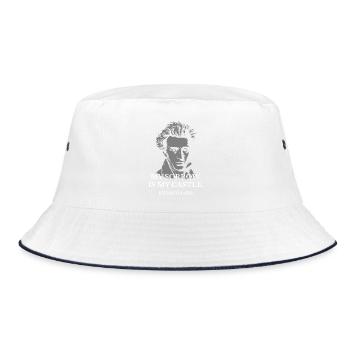 Sorrow Is My Castle: Kierkegaard Portrait quote - Bucket Hat - white/navy - Front