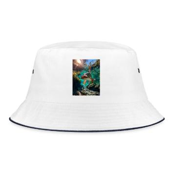 Pike in clear water - Bucket Hat - white/navy - Front