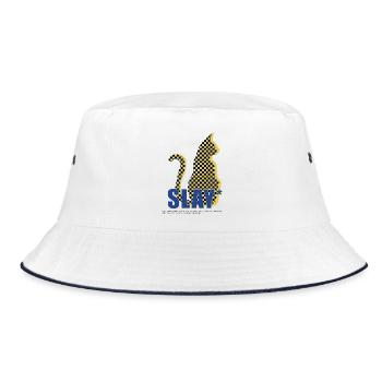Slay Cat Checker Silhouette - Bucket Hat - white/navy - Front