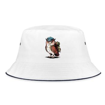 Adventure Owl with Backpack - Bucket Hat - white/navy - Front