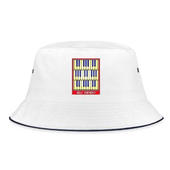 Buntglas-Klaviertasten - Bucket Hat - Weiß/Navy - Vorne
