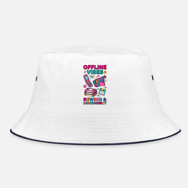 Offline-Vibes – Retro 90er Vintage Tech Bucket Hat