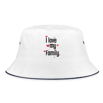 Cute I Love My Family Heart Graphic Gift Art - Bucket Hat - white/navy - Front
