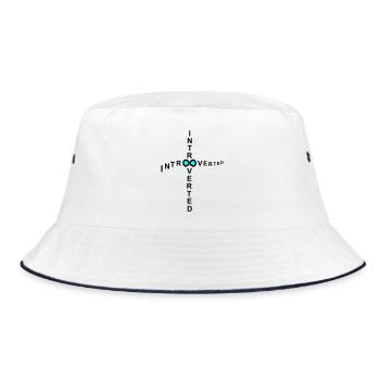 introvertiert - Bucket Hat - Weiß/Navy - Vorne