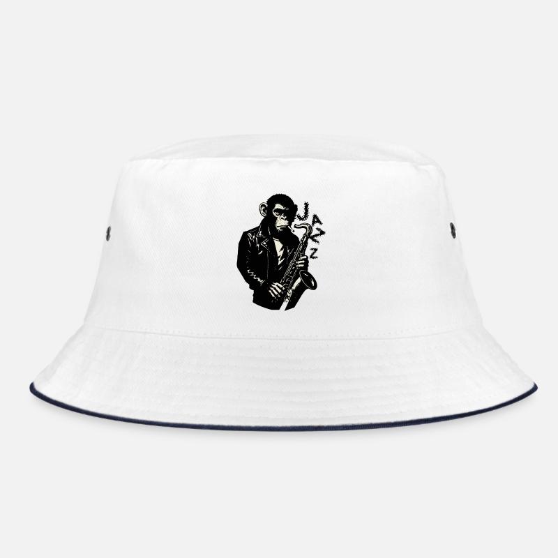 Noir Jazz Monkey Sax Bucket Hat