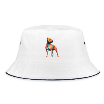 Geometric Dog in Prismatic Colors - Bucket Hat - white/navy - Front