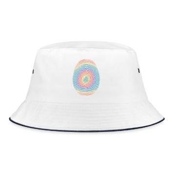 Bunte Fingerprint-Spirale - Bucket Hat - Weiß/Navy - Vorne