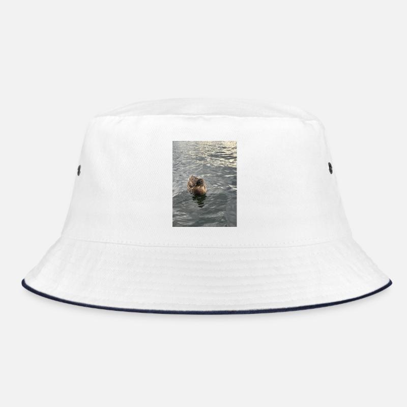 Duck on calm water - Bucket Hat - white/navy