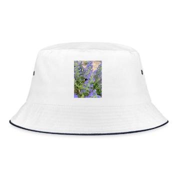 Fliederblüten Bienenfreundliches Muster - Bucket Hat - Weiß/Navy - Vorne