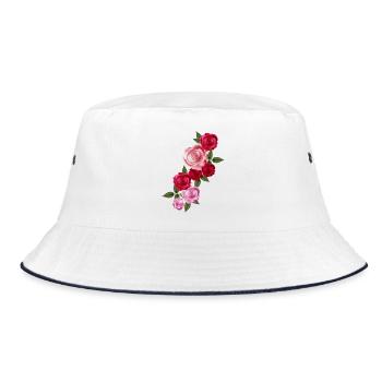 Bright Rose Garland of Red and Pink Roses - Bucket Hat - white/navy - Front