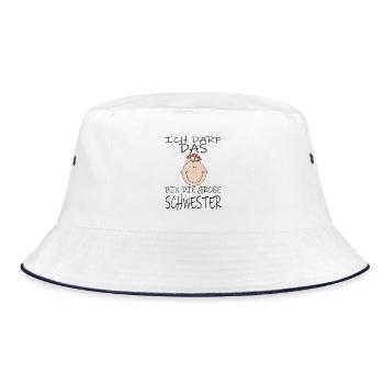 Darf das bin die Große Schwester - Bucket Hat - Weiß/Navy - Vorne