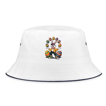 Easter bunny with colorful eggs and hoodie - Bucket Hat - white/navy - Front