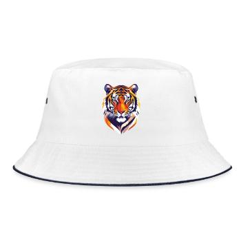 Empreinte colorée de tête de tigre, motif fier de tigre - Bob - blanc/marine - Devant