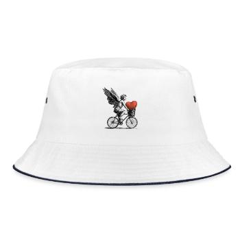 Heart Angel on Bicycle - Bucket Hat - white/navy - Front