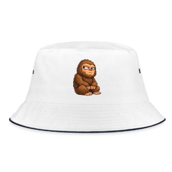 Funny Bigfoot Sasquatch Monster Cartoon Humor - Bucket Hat - white/navy - Front