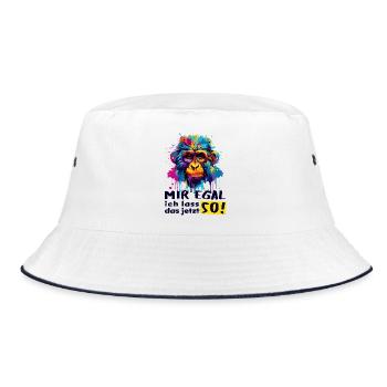 I DON'T CARE - I'LL LEAVE IT THAT WAY NOW! - funny monkey - Bucket Hat - white/navy - Front