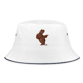 Bitten chocolate Easter bunny - Bucket Hat - white/navy - Front
