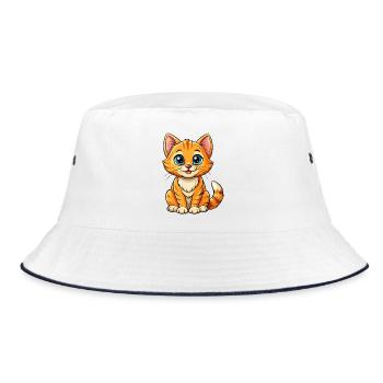 Baby-Katze - Bucket Hat - Weiß/Navy - Vorne