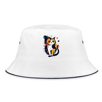 Motif artistique numérique Pop Art Cat Cosmos - Bob - blanc/marine - Devant