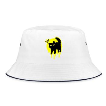 Kater Katze - Bucket Hat - Weiß/Navy - Vorne