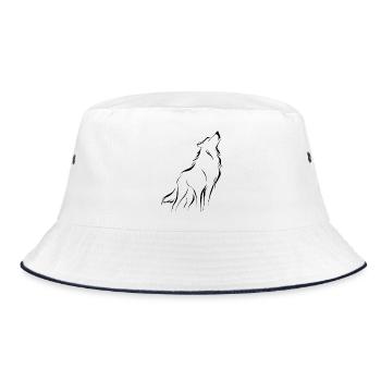 Minimalist and symbolic wolf silhouette - Bucket Hat - white/navy - Front