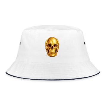 Golden Skull Print - Bucket Hat - white/navy - Front