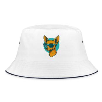 Chihuahua with sunglasses neon - Bucket Hat - white/navy - Front