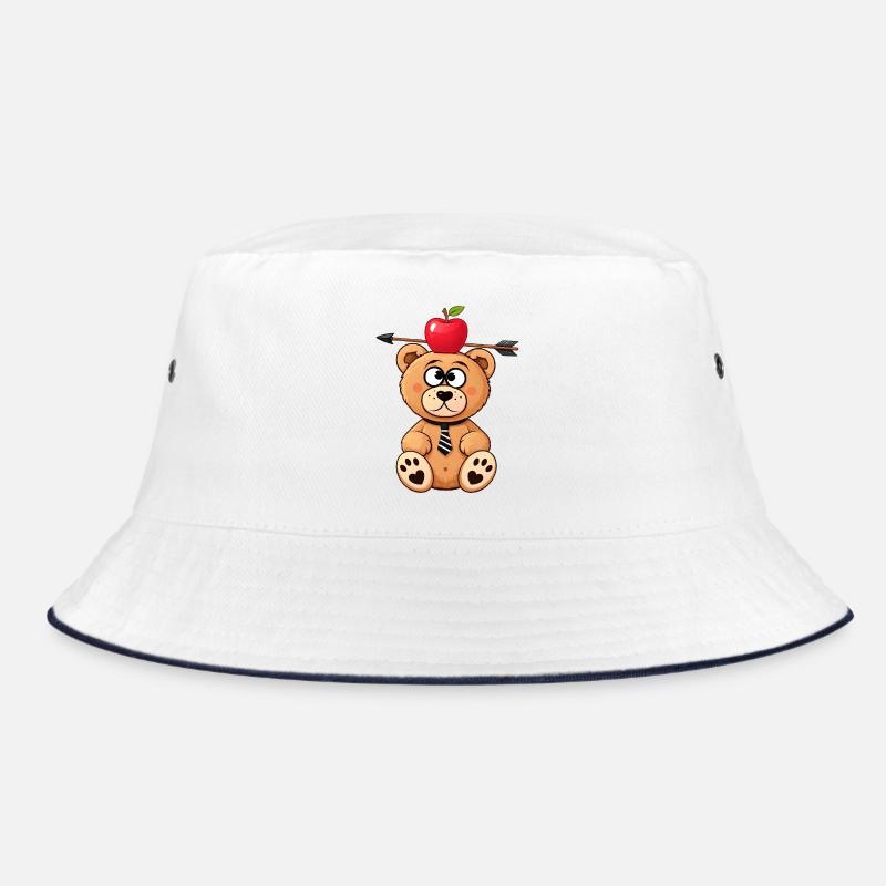 Witziger Bär mit Apfel und Pfeil Bucket Hat