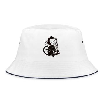 Süßer Affe mit Eis Cartoon - Bucket Hat - white/navy - Front
