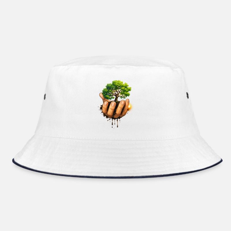 Nature protect tree in hand Bucket Hat