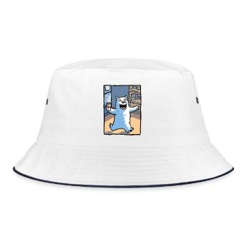 Kaffeebär im Laden - Bucket Hat - Weiß/Navy - Vorne