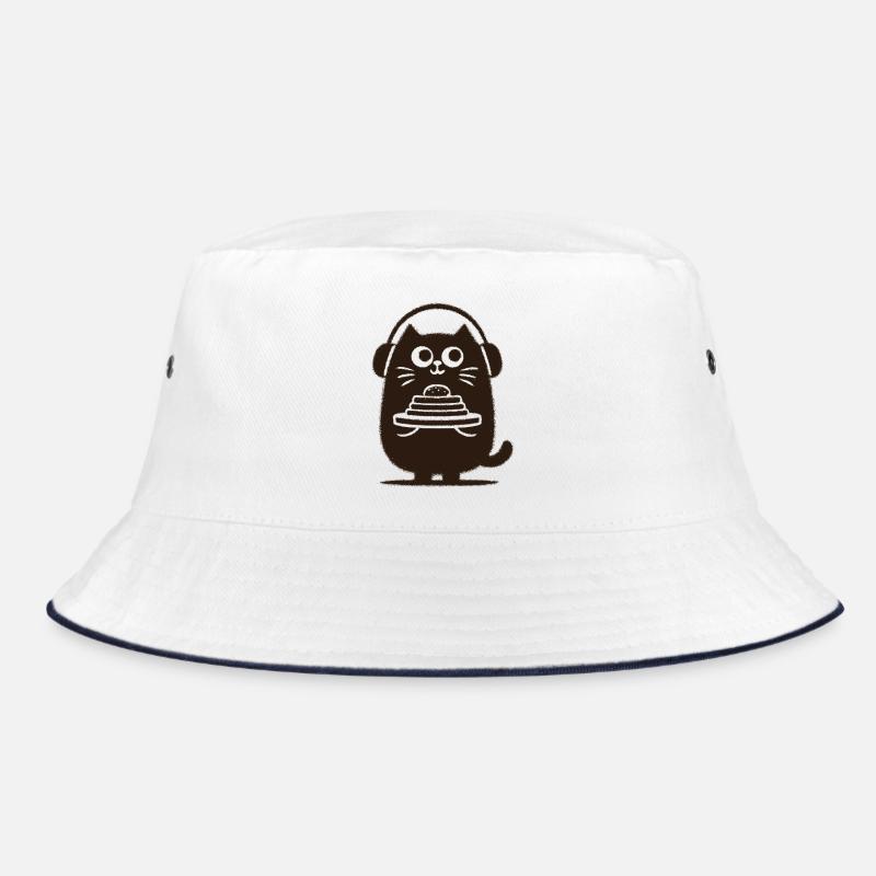 CatDJ with pancakes - Bucket Hat - white/navy
