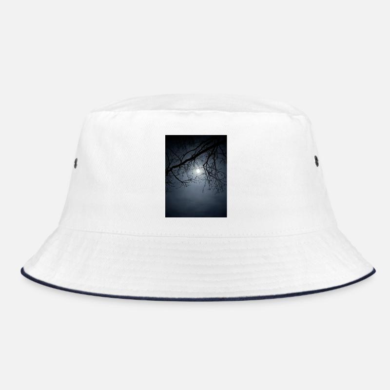 Moonlight silhouette with branches Bucket Hat
