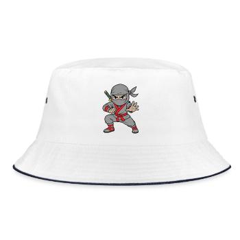 Grey Ninja Shadow Warrior  - Bucket Hat - white/navy - Front