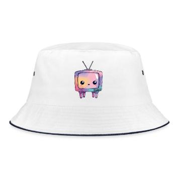 Pastell TV Kawaii Retro - Bucket Hat - Weiß/Navy - Vorne