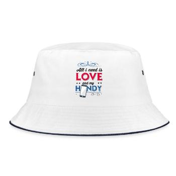 all i need is love and my handy - Bucket Hat - Weiß/Navy - Vorne