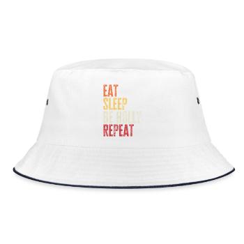 Iss, schlaf Sei Stechpalme, wiederhole Retro-Name - Bucket Hat - Weiß/Navy - Vorne