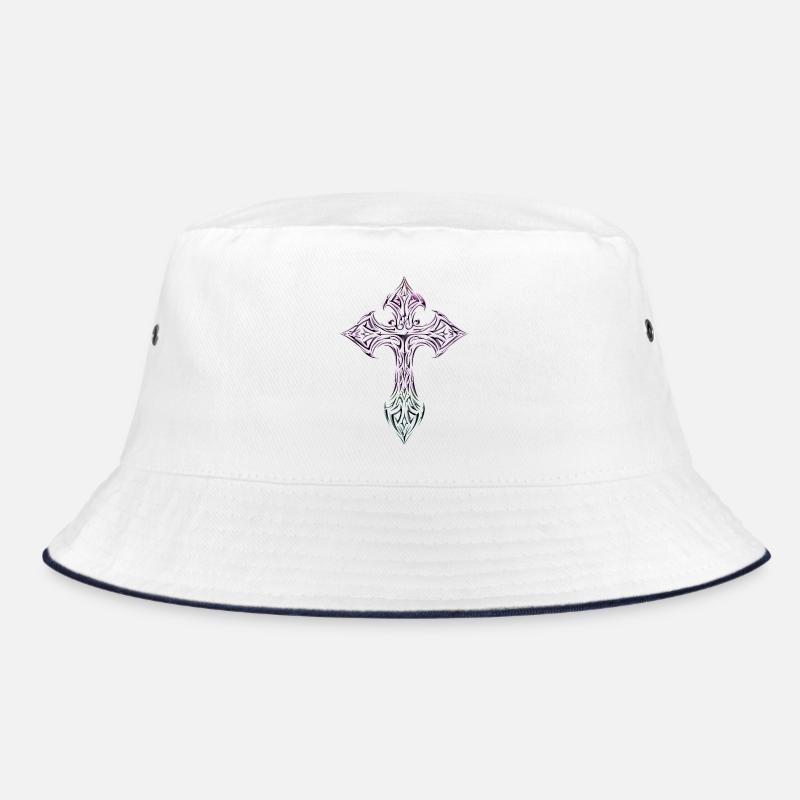 Prismatic Cross Tattooed Crest Bucket Hat